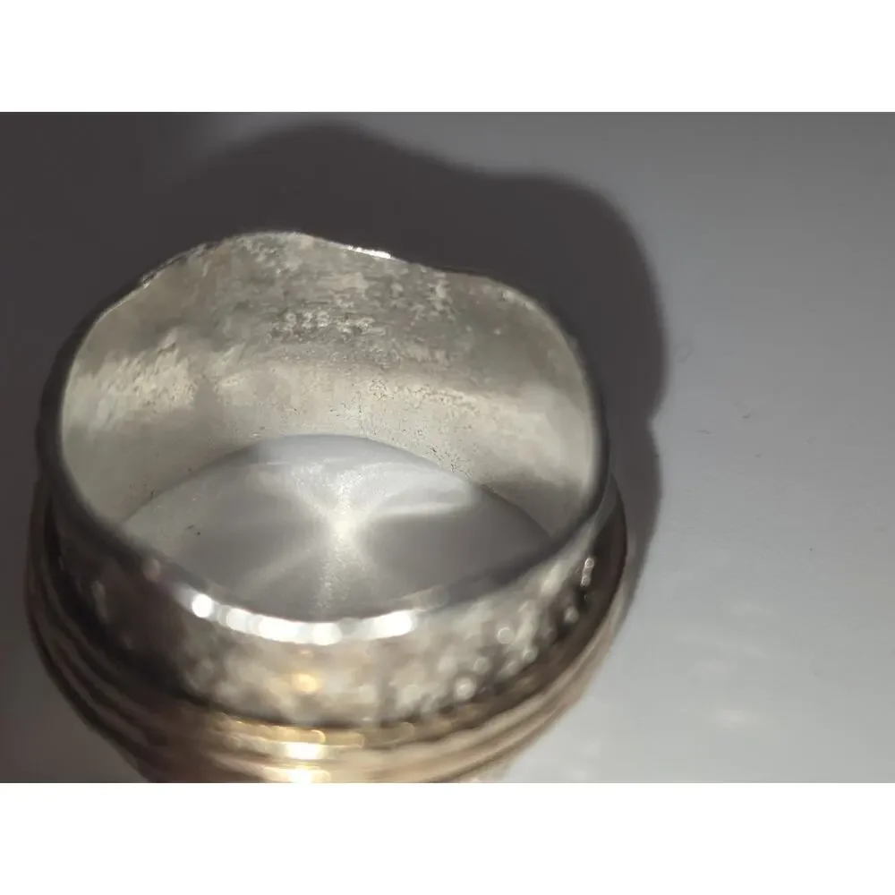 925 Sterling Silver Spinner Ring Hammered Mixed Metal Meditation Ring Size 8